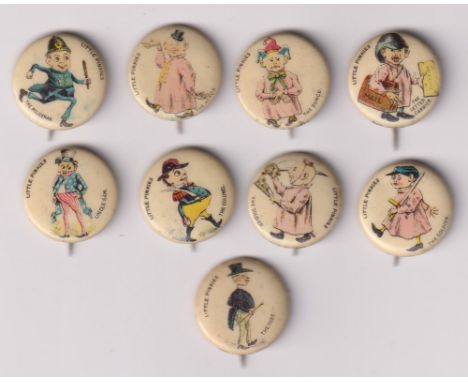 Tobacco issue, USA, Anon (ATC/American Pepsin Gum?), Celluloid buttons, Little Pinkies, 'K' size, 9 buttons, The Dude, Uncle 