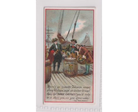 Cigarette card, Wills, Advertising card (Showcard, 7 brands), Sailors on deck with barrel, Wills ref book item no 1, picture 