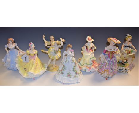 A Hutschenreuther ballet figure group, modelled as Margot Fonteyn and Rudolf Nureyev; a Royal Doulton figure, Flowers of Love