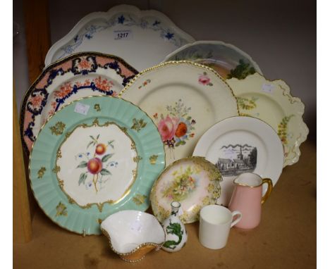 Ceramics - a Bloor Derby plate, c.1825; a Royal Crown Derby tray; Derby Crown basket, c.1890; others, Royal Worcester, Royal 