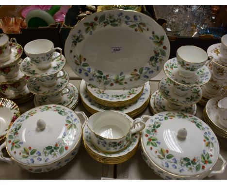 A Duchess Strawberry Field pattern dinner and tea service, for six, comprising dinner plates, side plates, bowls, vegetable d
