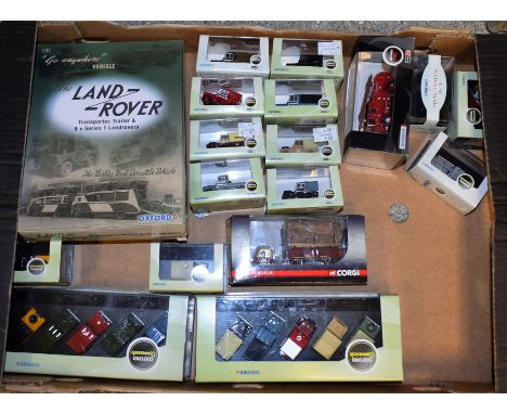 Diecast Vehicles 1:76 scale Oxford Commercials, Railway scale models, inc Land Rover transporter set 95558;  Land Rover 5 pie