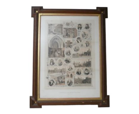 After M. Hanhart (British): a signed artist's proof print of Memorial Jesus College lithograph print, Cambridge alumni, Cambr