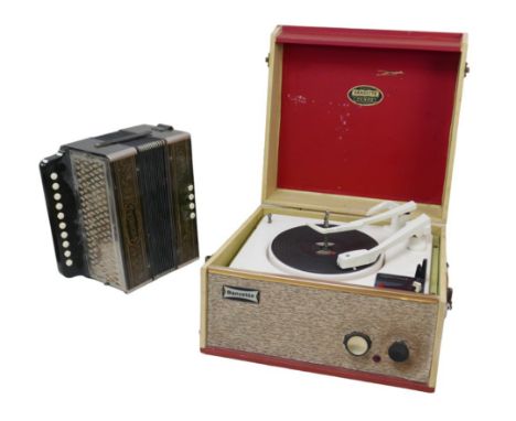 A Hohner accordion, without case, together with a Dansette record player, a/f. (2) 
