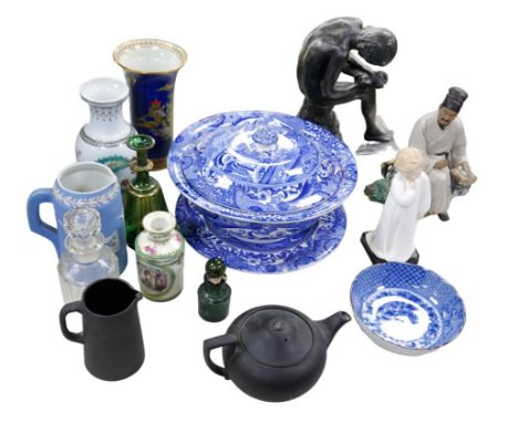 A group of assorted china, including an early Royal Doulton figurine, modelled as 'Darling', HN1319, a Spode 'Italian' tureen