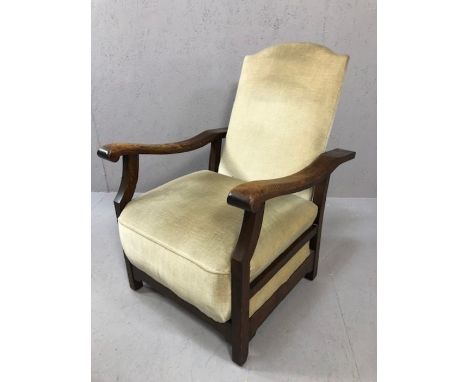 Adjustable reclining, vintage oak framed armchair 