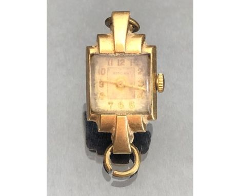 9ct Gold Art Deco wristwatch by Renown case by Dennison (6.4g without movement)