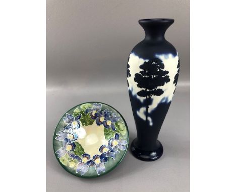Lisa Moorcroft for Moorland, ceramic footed dish with floral design, numbered 142/750, approx 15cm in diameter and a Plant an