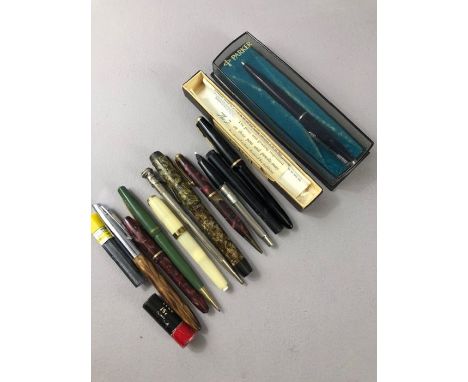 Collection of vintage pens pencils and accessories 