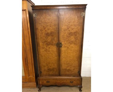 Vintage single wardrobe on stand with drawer under by maker Maple