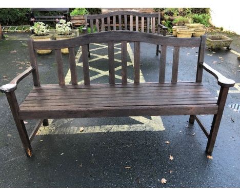 Hardwood garden bench, approx 160cm in length (A/F)