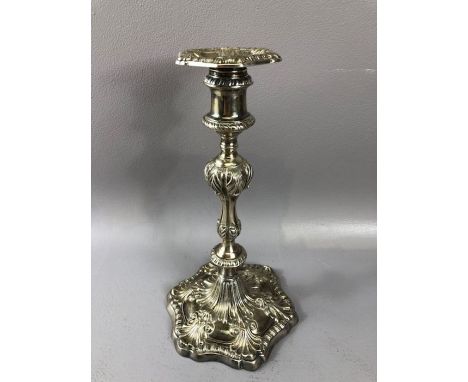 Single Hallmarked silver candle stick Hallmarked for London by maker IW dated 1767 approx 26cm tall &amp; 367g (not filled)