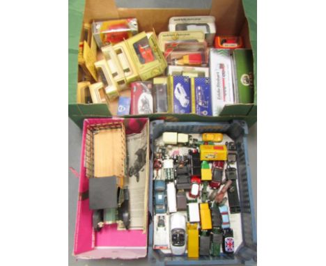 An Entex Model Ford T stake truck, partially built, other diecast vehicles, Dinky Toys, tractor in red, Model 197 Morris Mini