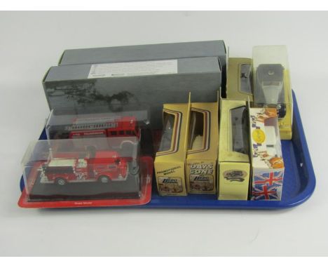Various die cast vehicles, Lledo promotional model, another for ACME, Del Prado fire engine blister pack, and other die cast 
