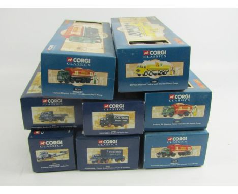 Various Corgi Classics die cast lorries, to include 24203 Shell/BP Leyland tanker with die cast petrol pump, 22701 Pickfords 