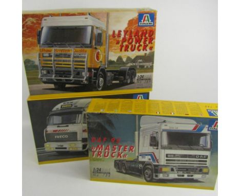 Italeri 1:24 model kits, comprising Iveco Turbo Star II No 796, Leyland Power Truck No 789, DAF 95 Master Truck No 788, (3).