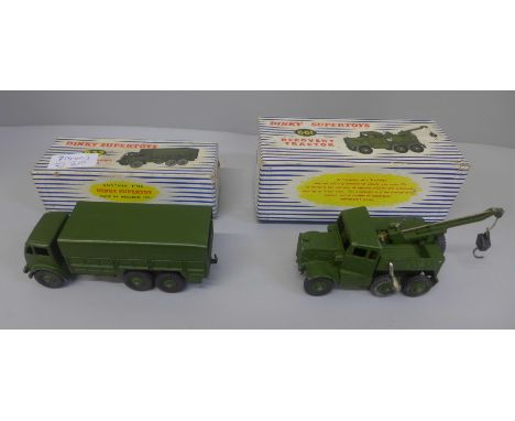 Two Dinky Supertoys die-cast model vehicles, 622 10-ton Army Truck and 661 Recovery Tractor, both boxed 