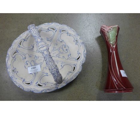 A Blakeney fleur vase and ceramic basket **PLEASE NOTE THIS LOT IS NOT ELIGIBLE FOR POSTING AND PACKING** 