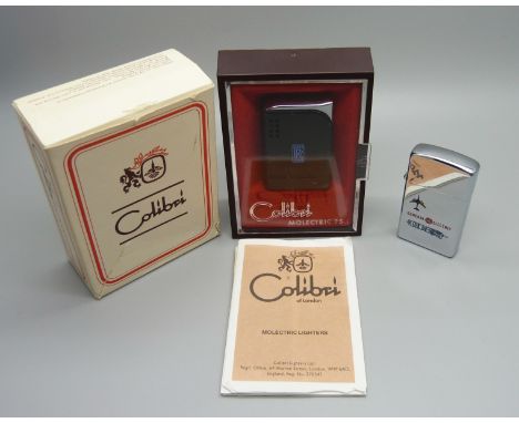 A Colibri Rolls-Royce lighter and a Zippo General Electric lighter 