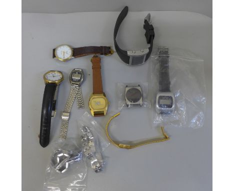 A collection of lady's and gentleman's wristwatches including vintage Texas Instruments 