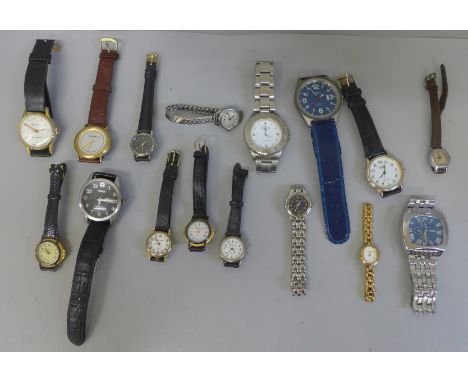 A collection of lady's and gentleman's wristwatches, Rotel, Mach 1, Timex, etc. 