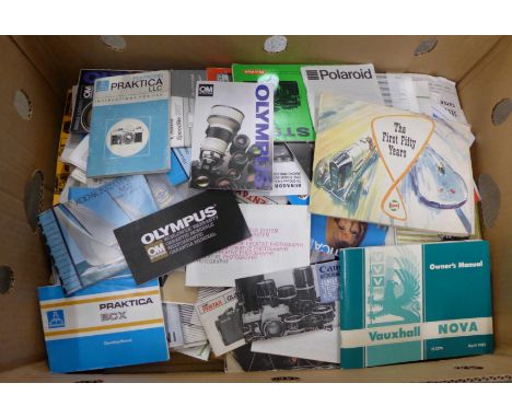 A box of assorted camera manuals **PLEASE NOTE THIS LOT IS NOT ELIGIBLE FOR POSTING AND PACKING** 