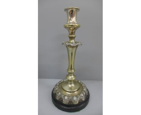 A plated candlestick, 32.5cm 