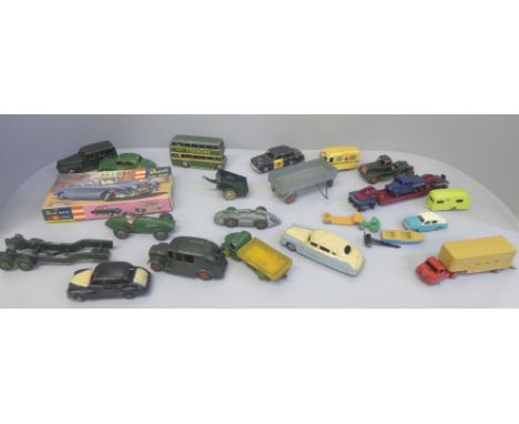 A collection of vintage Dinky Toys die-cast model vehicles, (12), Matchbox Moko Lesney vehicles including Pickfords, some box