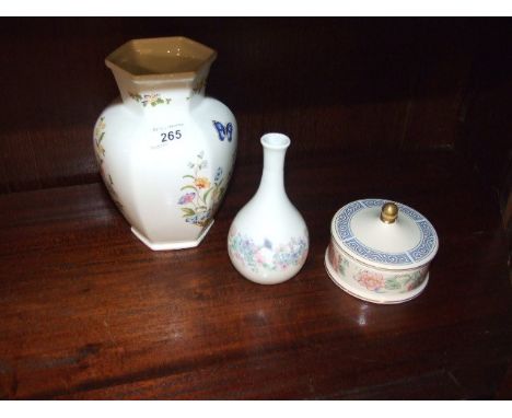 Aynsley Vase , Wedgwood Vase &amp; Wade Lidded Pot