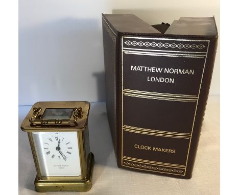 A Matthew Norman of London modern carriage clock in original case.