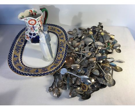 A vast quantity of commemorative spoons, Coalport plate, Nao figure etc.