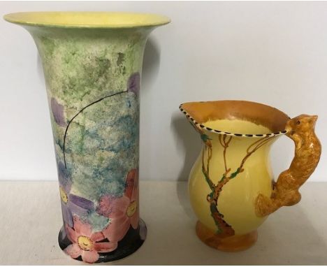 Burleigh ware jug with squirrel handle 18 cm h. and a Myott &amp; Co. vase 29 cm h.