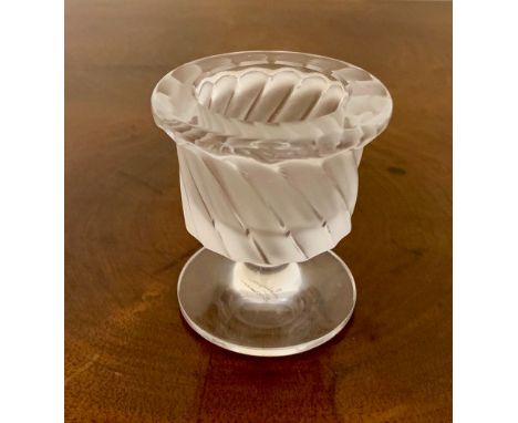 Small Lalique glass candlestick signed