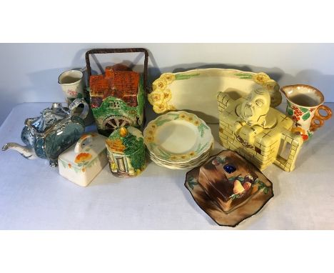 A novelty nursery rhyme teapot, Humpty Dumpty. Wadeheath jug, Kelsboro Ware etc.