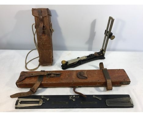 WWII issue military measuring tool, timbers 1940 and a wood cased slide rule E.\r. Watts &amp; Sons 1940. 