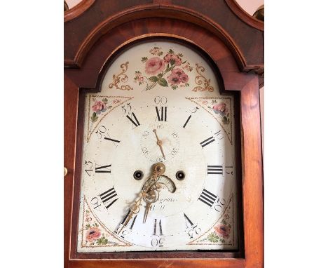 Oak longcase clock with painted face, no glass, Northgraves, Hull.