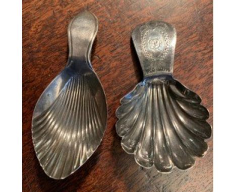 Two silver caddy spoons Sheffield 1819 Nathaniel Smith &amp; Co. and London 1826 John McFerlan