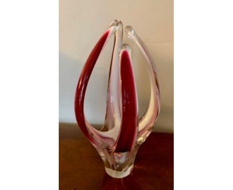 Flygsfors Coquile glass vase designed by Paul Kedelv 45 cm high signed in good condition