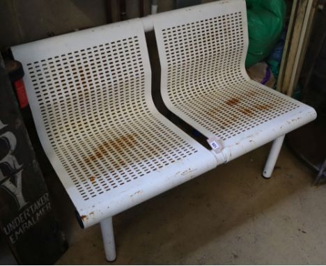 A metal garden bench, length 111cm