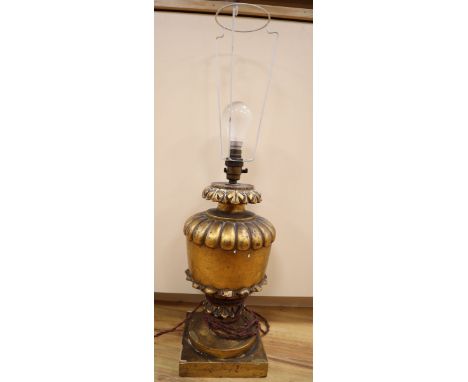 A giltwood and composite table lamp, height 37cm