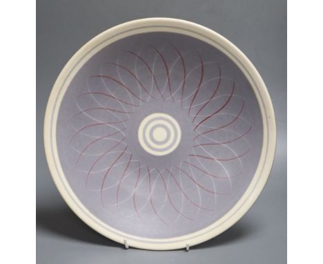 A Poole Pottery wall plate, initialled verso PRP, 33cmCONDITION: Good condition