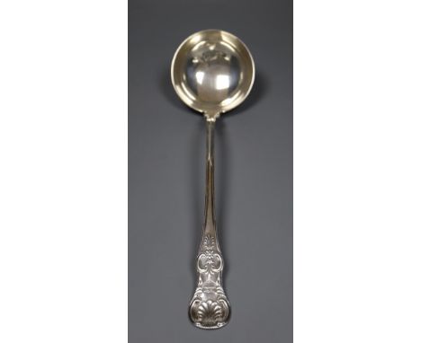 A William IV Scottish silver Queen's pattern soup ladle, A*A, Glasgow, 1831, 36cm, 8.5oz.