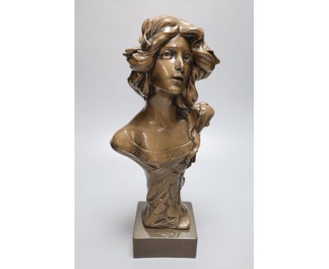 A decorative resin bust of an Art Nouveau lady, height 35cm