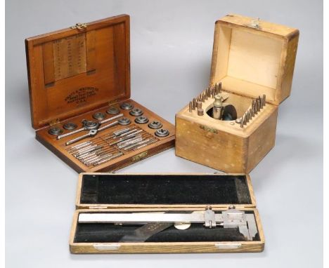 Watchmaker's tools, three cased sets including Pratt &amp; Whitney