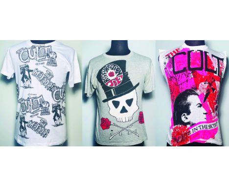 EARLY CULT - DREAMTIME/LOVE ERA T-SHIRTS. Three t-shirts from Billy's personal collection to include: grey 'Resurrection Joe'