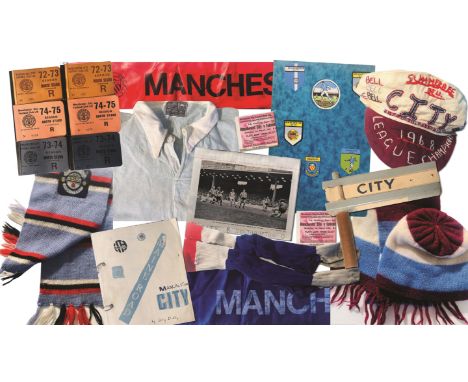 BILLY'S BELOVED MANCHESTER CITY FOOTBALL CLUB. Collection of clothing, memorabilia and ephemera relating to Billy's great lov