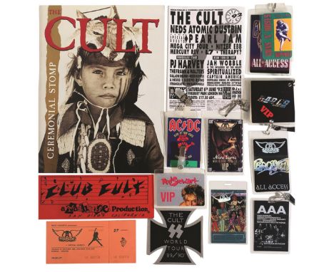 STAGE PASSES/BADGES. Eleven laminated stage/backstage passes, chiefly for non-Cult headline shows. Also an unused ticket for 