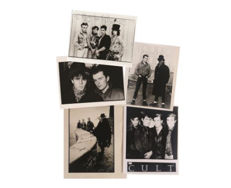 EARLY CULT - DREAMTIME ERA PRESS PHOTOGRAPHS. Five early press photographs (generally 8 x 10"), to include one hand signed by
