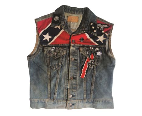 ELECTRIC CUT OFF DENIM JACKET. Exact replica of the sleeveless denim jacket worn by Billy circa 1987. Previously displayed in