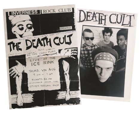 DEATH CULT INVERNESS POSTER. Death Cult memorabilia to include: folded poster for The Death Cult at Inverness Rock Club circa